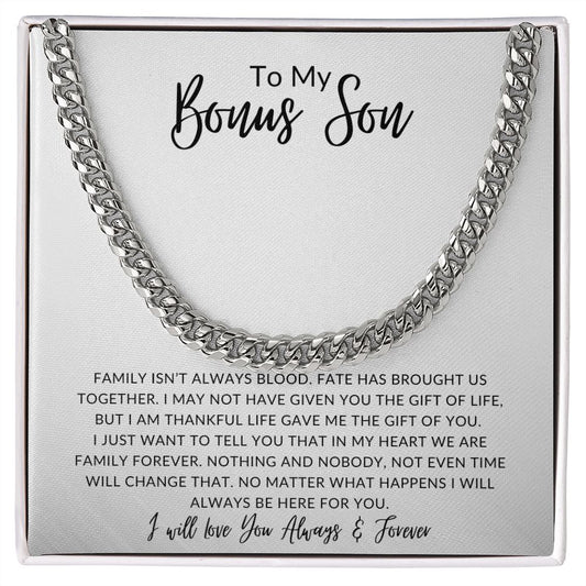 To My Bonus Son | Family Forever | Cuban Link Chain
