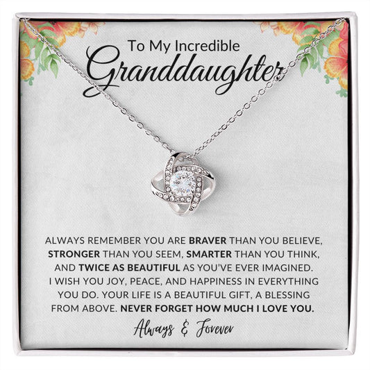 To My Granddaughter | Twice As Beautiful | Love Knot Necklace