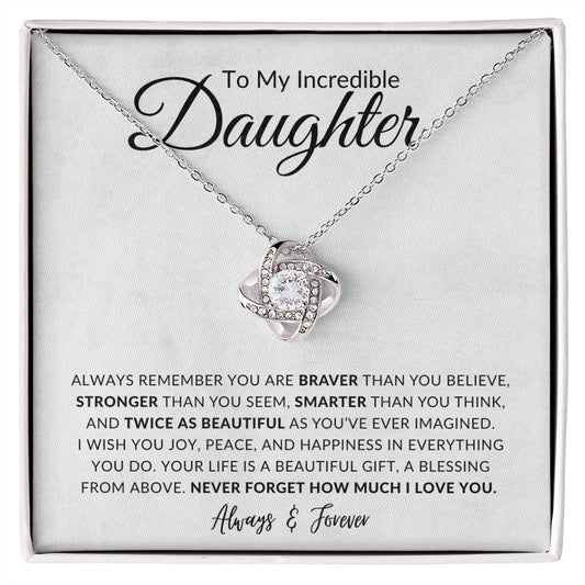 To My Daughter | Always Remember | Love Knot Necklace