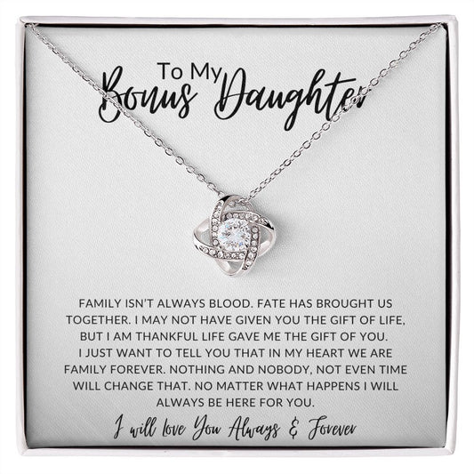 To My Bonus Daughter | Family Forever | Love Knot Necklace