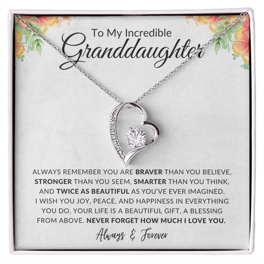 To My Granddaughter | Twice As Beautiful | Forever Love Necklace