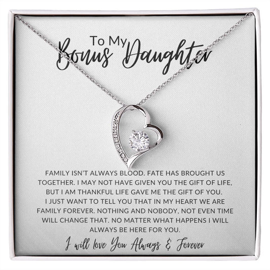 To My Bonus Daughter | Family Forever | Forever Love Necklace